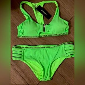 NEON green BEBE SWIMSUIT. size medium